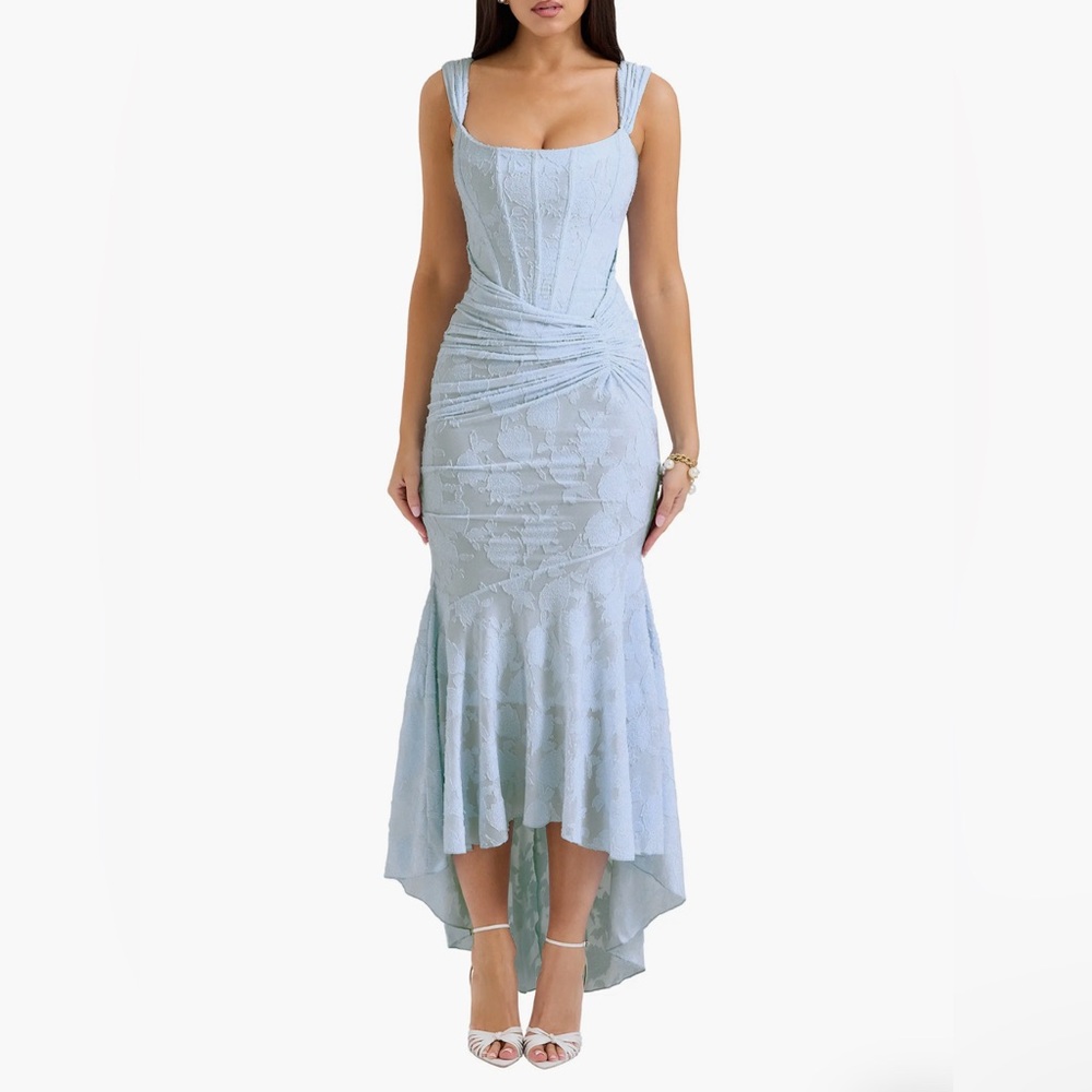 HOUSE OF CB - Cesca Floral Ruched High-Low Corset Dress